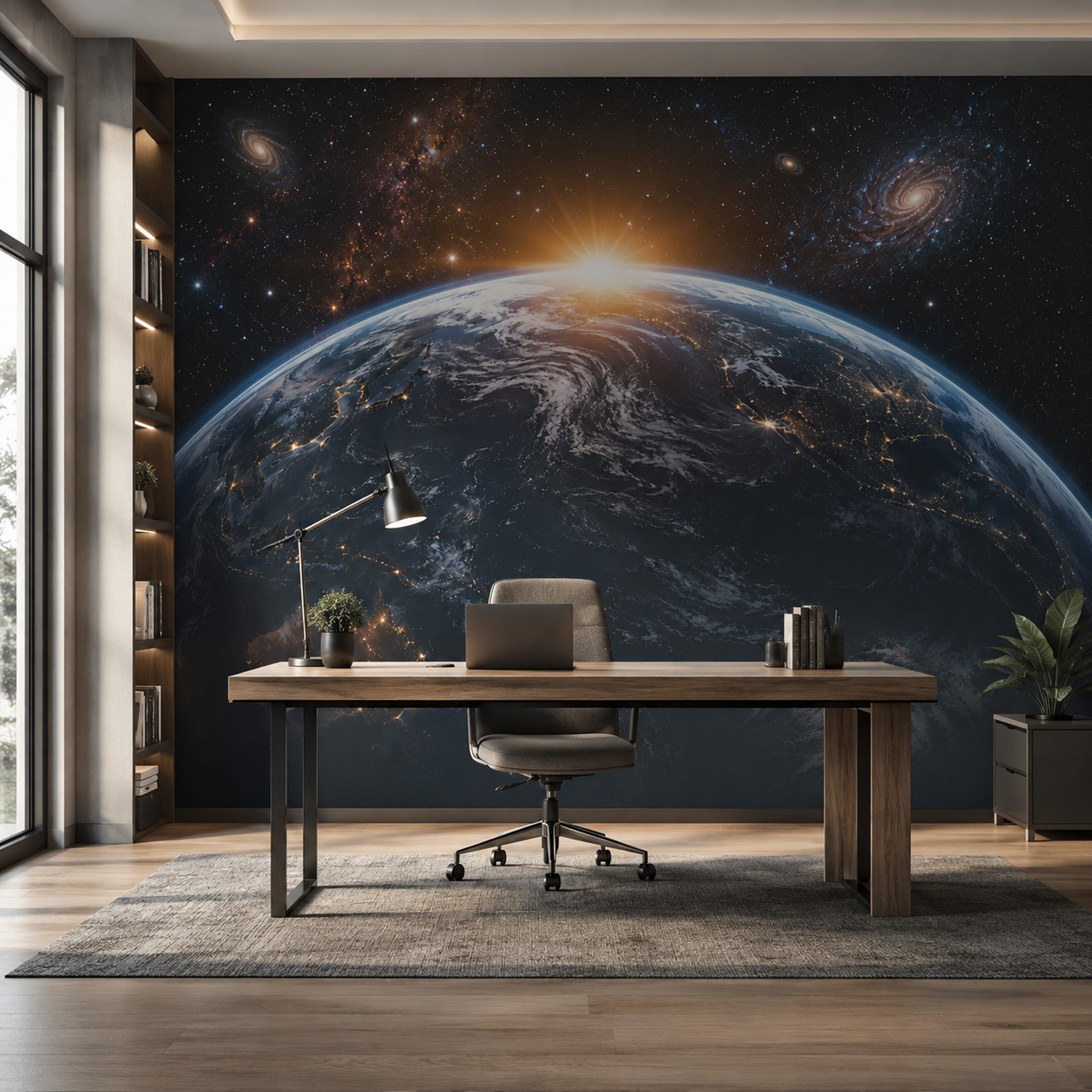 3D Uzay Dünya Gündoğumu Duvar  - Sunrise Home Textiles & Apparel incelemesi ve fiyatı